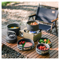 Набір туристичного посуду Naturehike CNK2450CF010, 2 каструлі 1л, 1.7л, сковорідка (6976507663335)