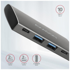 Концентратор AXAGON USB-C to 2xUSB-A + 2xUSB-C 10Gbps 0.13m gray (HMC-4G2)