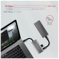 Концентратор AXAGON USB-C to 2xUSB-A + 2xUSB-C 10Gbps 0.13m gray (HMC-4G2)