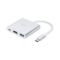 Концентратор HOCO USB-C to USB3.0+HDMI+PD HB14 Silver (6931474725790)