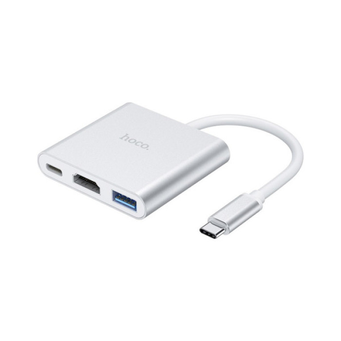 Концентратор HOCO USB-C to USB3.0+HDMI+PD HB14 Silver (6931474725790)