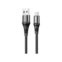 Дата кабель USB 2.0 AM to Lightning 1.0m 2.4A nylon X50 black HOCO (6931474734198)