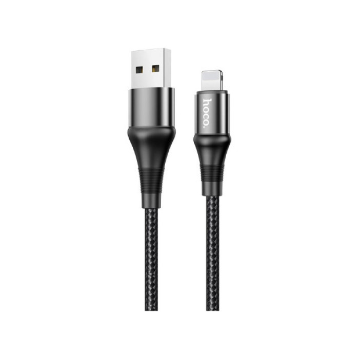 Дата кабель USB 2.0 AM to Lightning 1.0m 2.4A nylon X50 black HOCO (6931474734198)