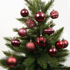 Ялинкова іграшка House Of Seasons Кульки і прикраси Пластик 60 шт D7 см D6 см Бордові (8720967923762)