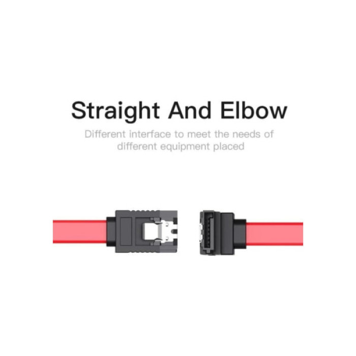 Кабель для передачі даних SATA 3.0 7pin F/F 0.5m L Red Vention (KDDRD)