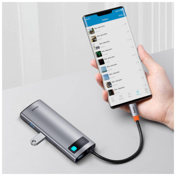 Порт-реплікатор Baseus 7-in-1 Metal Gleam Series Type-C to HDMI+USB+SD/TF Docking Station (WKWG020113)