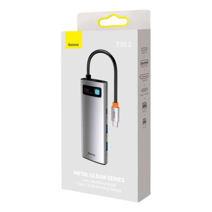 Порт-реплікатор Baseus 7-in-1 Metal Gleam Series Type-C to HDMI+USB+SD/TF Docking Station (WKWG020113)