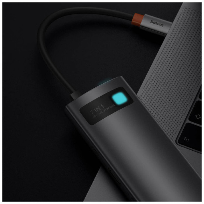 Порт-реплікатор Baseus 7-in-1 Metal Gleam Series Type-C to HDMI+USB+SD/TF Docking Station (WKWG020113)