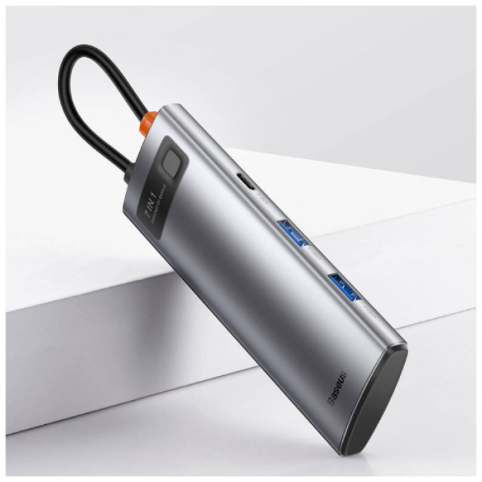 Порт-реплікатор Baseus 7-in-1 Metal Gleam Series Type-C to HDMI+USB+SD/TF Docking Station (WKWG020113)