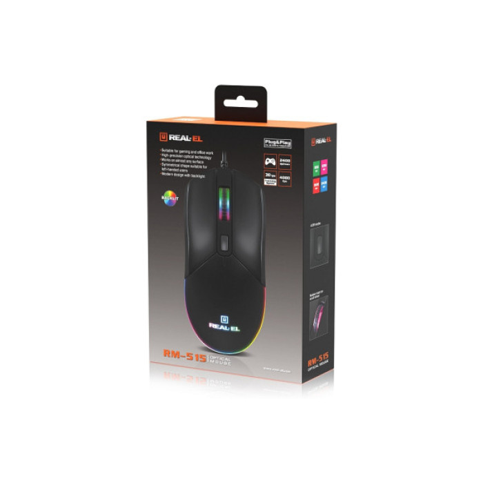 Мишка REAL-EL RM-515 USB Black (EL123200059)
