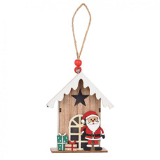 Прикраса декоративна YES! Fun Будиночок із Сантою 11 см дерево LED (975073)