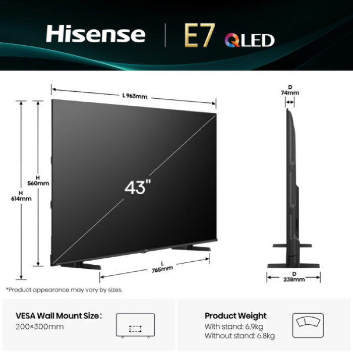 Телевізор Hisense 43E7Q