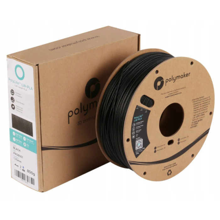 Пластик для 3D-принтера Polymaker PLA POLYLITE LW 1.75 mm 0,8kg BLACK (PA08001)