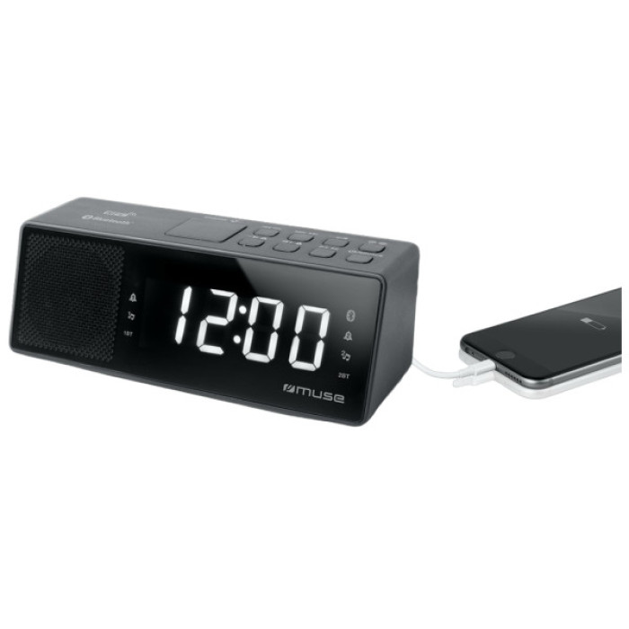 Настільний годинник Muse Радіо-годинник з USB чорний (M-172 BT)
