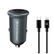 Зарядний пристрій Armorstandart USB Type-C PD20W + USB QC 3.0 Grey + cable Lightning (ARM82460)
