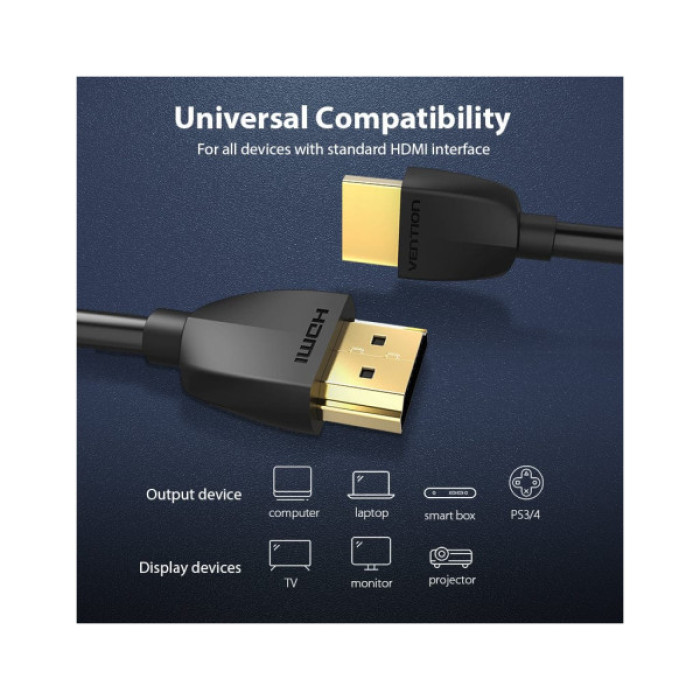 Кабель мультимедійний HDMI M to HDMI M 1.5m 4K60Hz black Vention (AAIBG)