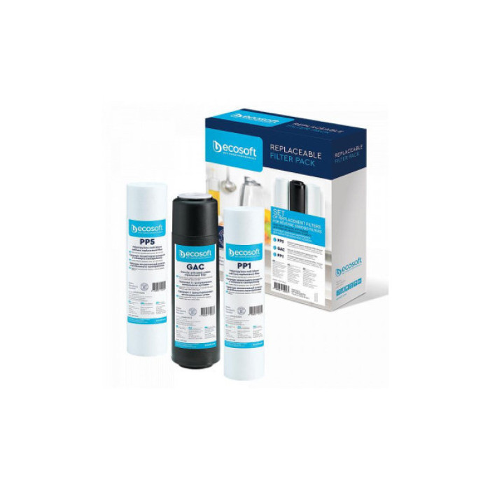Картридж для фільтра глечика Ecosoft Комплект картриджів Ecosoft 1-2-3 Standart (2 поліпропілену+вугі (CPV3ECOSTD)