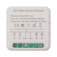 Розумне реле TUYA Wifi 16A 2-канальный (HS084028)