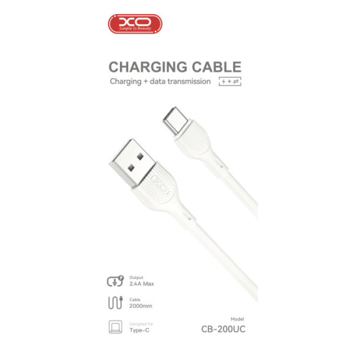 Дата кабель USB 2.0 AM to USB-C 2.0m 2.1A XO (CB-200UC)