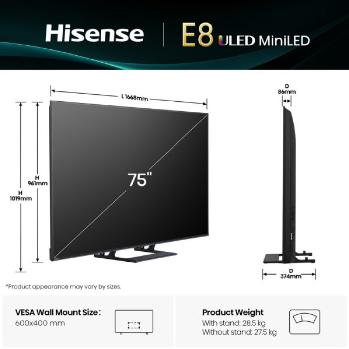 Телевізор Hisense 75E8Q
