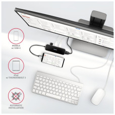 Концентратор AXAGON USB-C 6-in-1 to 4xUSB-A 5Gbps + 1xUSB-C PD100W + HDMI 4K30Hz 0.2m aluminum (HMC-6H4A)