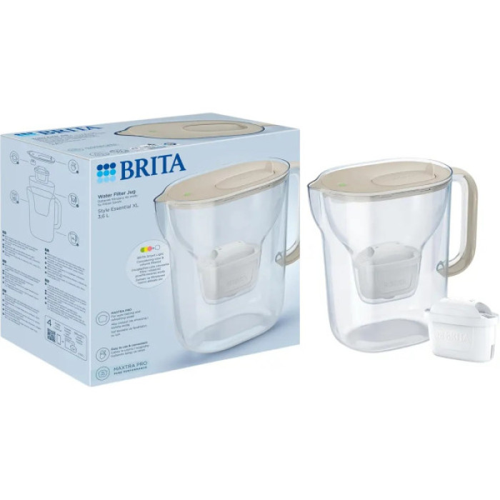 Фільтр-глечик Brita Style Essential XL MXPro 3.6л з картриджем пісочний (1058044)