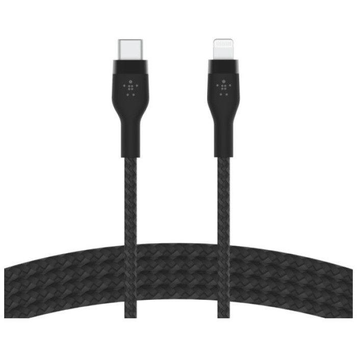Дата кабель USB-C to Lightning 1.0m braided silicone black Belkin (CAA011BT1MBK)