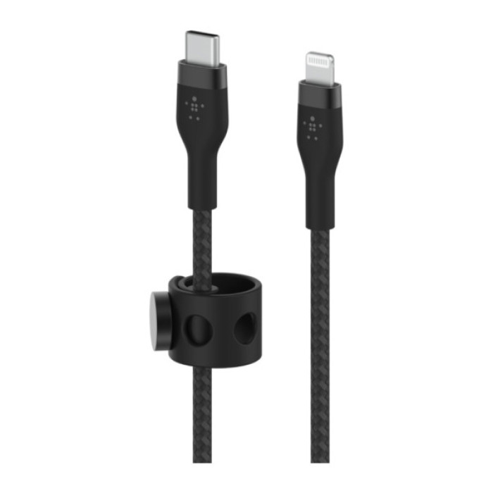 Дата кабель USB-C to Lightning 1.0m braided silicone black Belkin (CAA011BT1MBK)