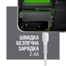 Дата кабель USB 2.0 AM to Lightning 1.2m AL-CBCOLOR-L1WT White ACCLAB (1283126518225)