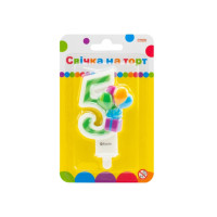 Свічка Maxi двостороння "5" із зображенням надувних кульок висотою 7,62 см (MX622069-5)