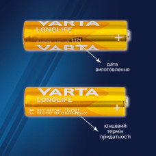 Батарейка Varta AAA Longlife лужна * 10 (04103101461)