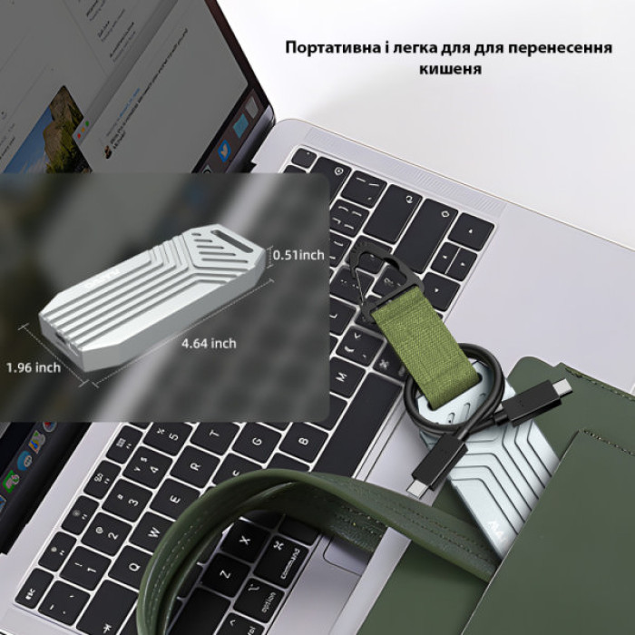 Кишеня зовнішня Maiwo M.2 SSD NVMe 2280 ч-з USB4.0 Type-C 40Gbps (K1695)