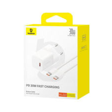 Зарядний пристрій Baseus GaN5 Fast Charger USB-C 30W + Cable 1.0m Type-C 100W white (P10110902213-00)