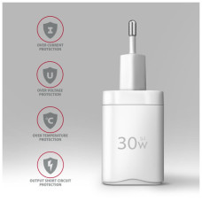 Зарядний пристрій AXAGON 1xUSB QC4.0 + 1xUSB-C PD30W PPS white (ACU-PQ30W)