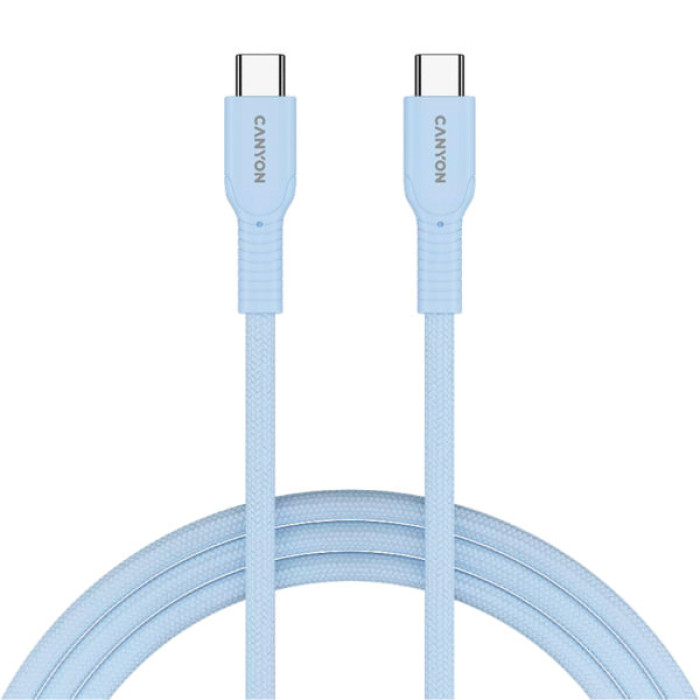 Дата кабель USB-C to USB-C 1.0m OnWire 60CL C-C 60W COLOR Braided 1m Light Blue Canyon (CND-CCAP60AB10LBL)