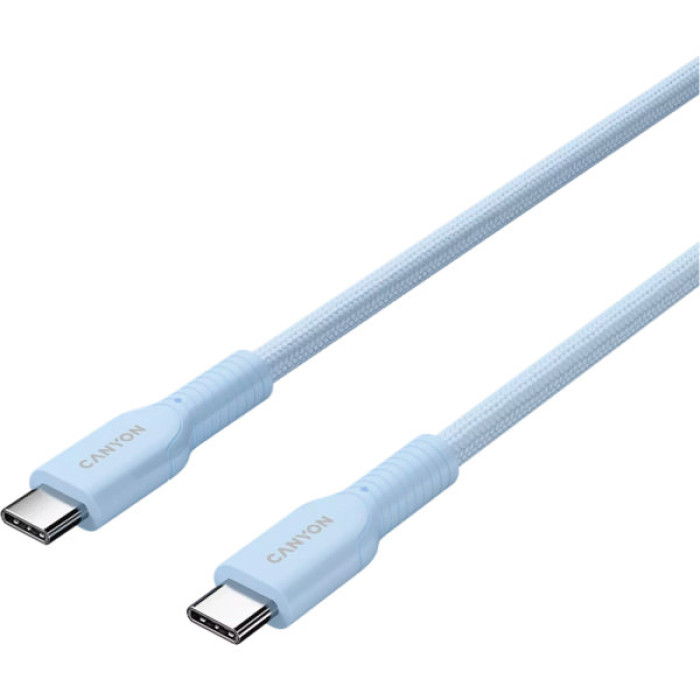 Дата кабель USB-C to USB-C 1.0m OnWire 60CL C-C 60W COLOR Braided 1m Light Blue Canyon (CND-CCAP60AB10LBL)
