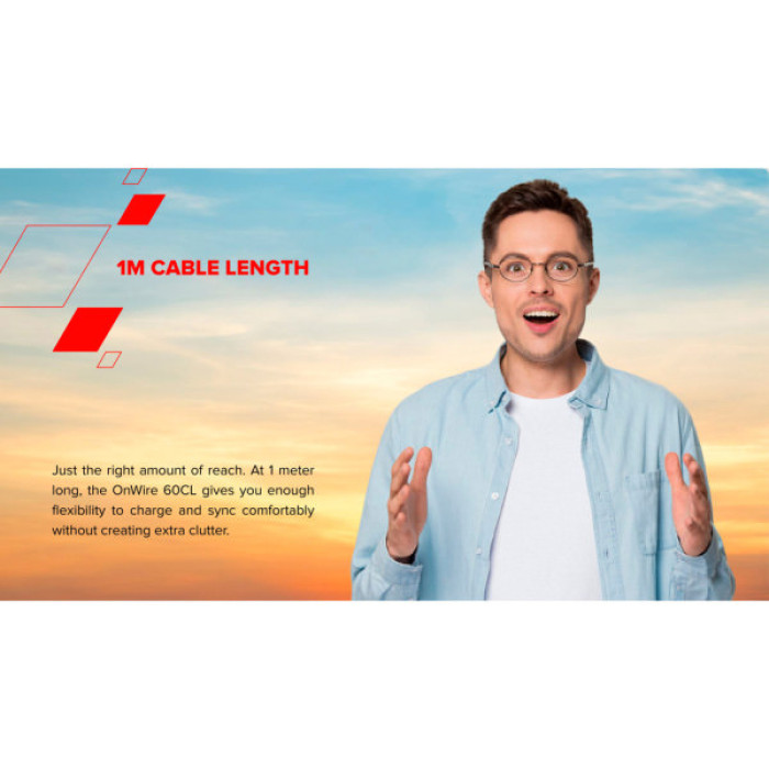 Дата кабель USB-C to USB-C 1.0m OnWire 60CL C-C 60W COLOR Braided 1m Light Blue Canyon (CND-CCAP60AB10LBL)