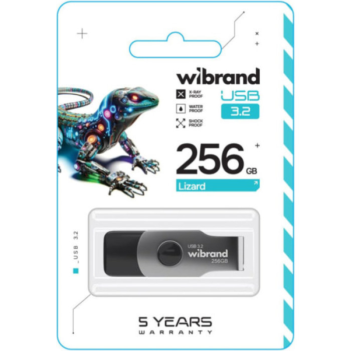 USB флеш накопичувач Wibrand 256GB Lizard Black USB 3.2 (WI3.2/LI256P9B)