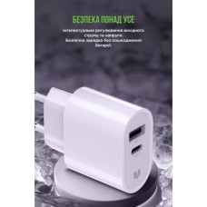 Зарядний пристрій MadeInFuture MFS12 12W 1xUSB-A + 1xUSB-C + cable USB-A to Lightning White (MIF82823)