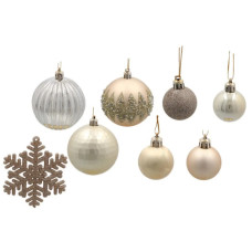 Ялинкова іграшка Chomik пластикові Кульки, сніжинки 30 шт, шампань (5900779895324_2)
