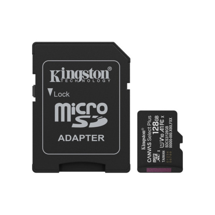 Карта пам'яті Kingston 128GB microSDXC class 10 UHS-I U3 V30 A1 Canvas Select Plus (SDCS3/128GB)