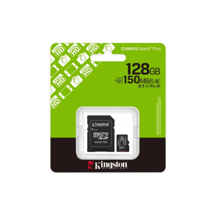 Карта пам'яті Kingston 128GB microSDXC class 10 UHS-I U3 V30 A1 Canvas Select Plus (SDCS3/128GB)