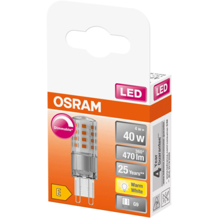 Лампочка Osram LED PIN40 DIM CL 4,4W/827_230V G9 (4058075432246)