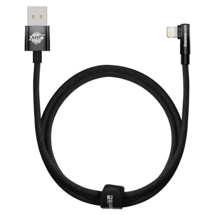 Дата кабель USB 2.0 AM to Lightning 1.0m 2.4A 90° corner black Baseus (CAVP000001)