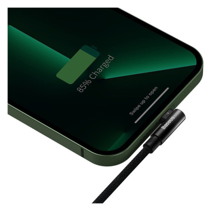 Дата кабель USB 2.0 AM to Lightning 1.0m 2.4A 90° corner black Baseus (CAVP000001)