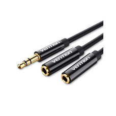 Кабель мультимедійний 3.5mm M to 2x3.5mm F 0.3m Vention (BBSBY)