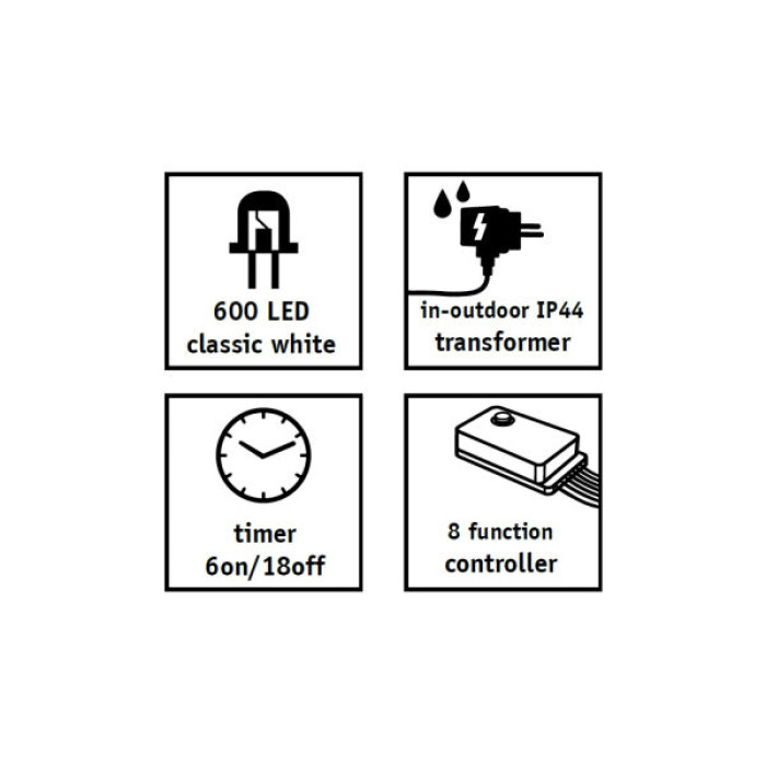 Гірлянда Luca Lighting кластер, срібна струна, 20 м, теплий білий (8718861852684)