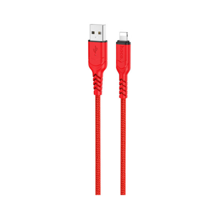 Дата кабель USB 2.0 AM to Lightning 1.0m 2.4A nylon X59 red HOCO (6931474744876)