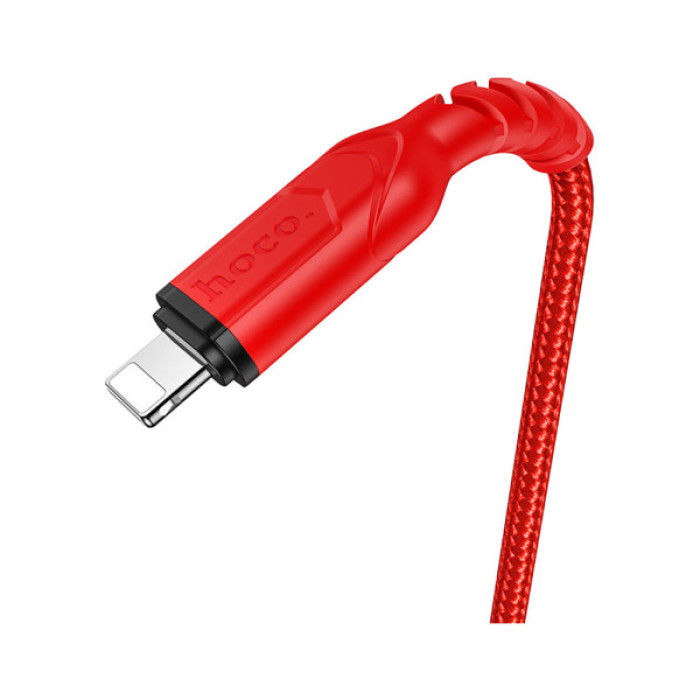 Дата кабель USB 2.0 AM to Lightning 1.0m 2.4A nylon X59 red HOCO (6931474744876)