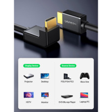 Кабель мультимедійний HDMI M to HDMI M 2.0m 90° corner HD103 black Ugreen (10173)